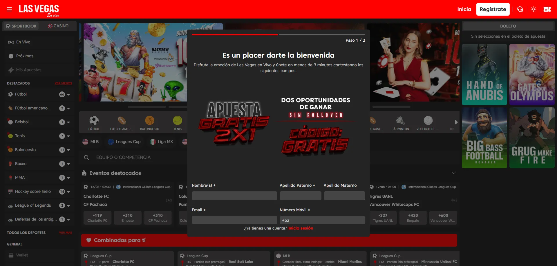 Registro r&aacute;pido y seguro en Las Vegas en Vivo Casino M&eacute;xico