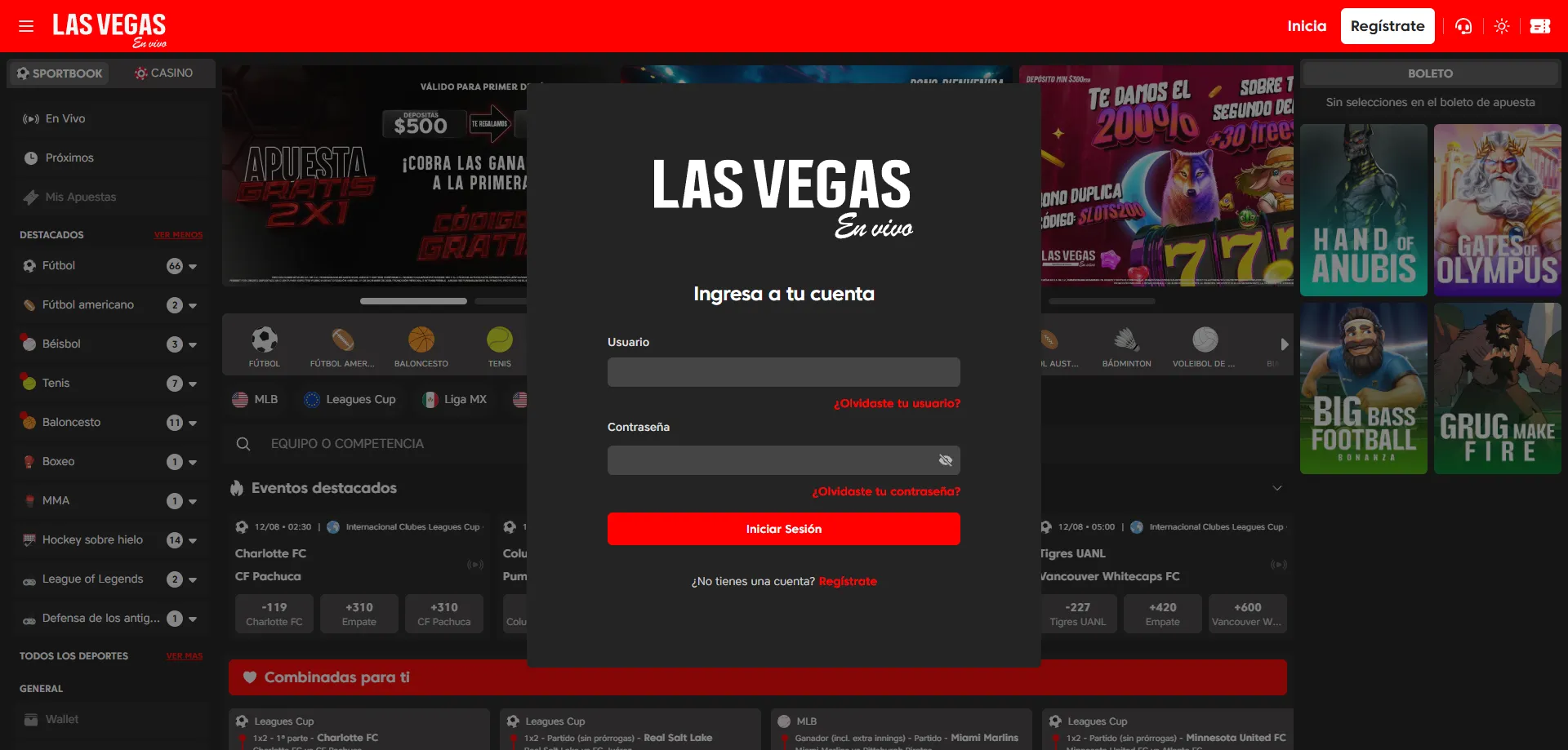 Inicio de sesi&oacute;n seguro en Las Vegas en Vivo Casino con cuenta verificada