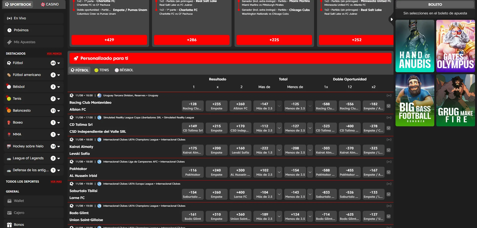 Apuestas deportivas en Las Vegas en Vivo — Liga MX, NBA y más