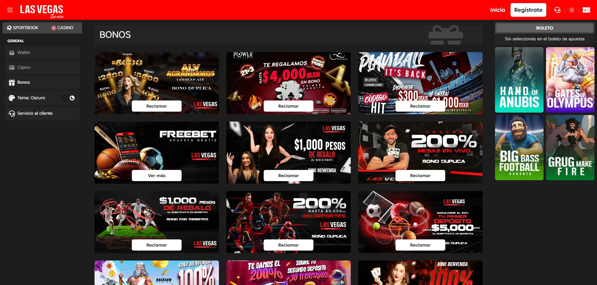 Código promocional Las Vegas en Vivo Casino — activa tu bono 2026