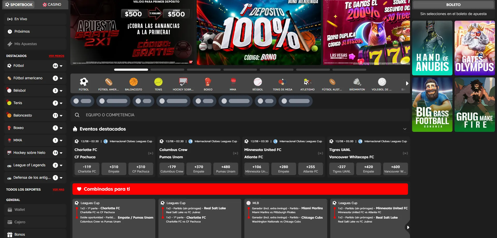 Apuestas deportivas en vivo en Las Vegas en Vivo Casino &mdash; Liga MX y m&aacute;s