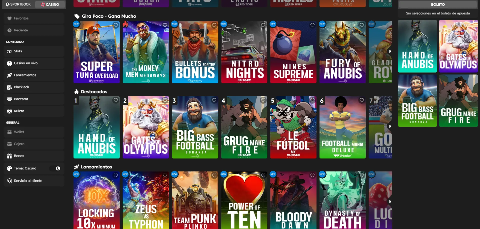 Juegos de casino y tragamonedas en Las Vegas en Vivo Casino M&eacute;xico